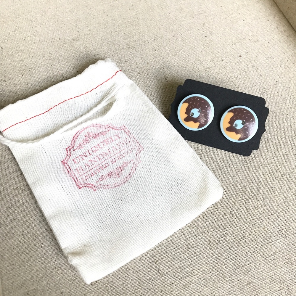 New! Donut Earrings Sprinkle Kawaii Food chocolate